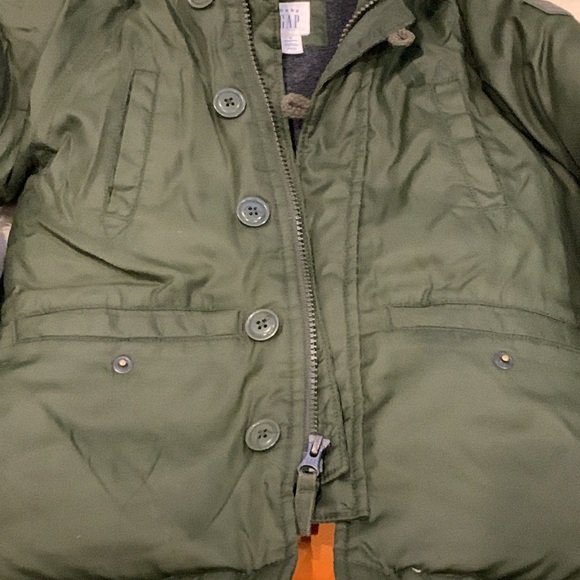Baby Gap Army Green/Orange Winter Thick Down Puffer Jacket Interior Lining in 3T - Picture 3 of 10